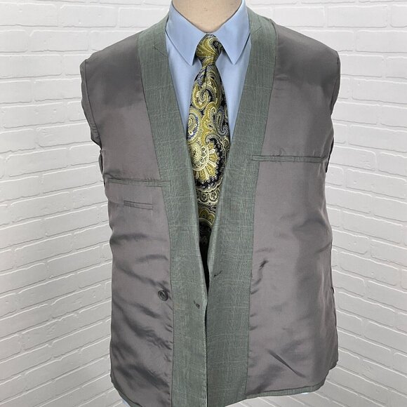 Unbranded Blazer Men 40 Black Teal‎ Blue Houndstooth Plaid Double Breasted VTG - Picture 6 of 11